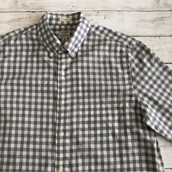 J.CREW Classic Men’s Grey/White Plaid Long Sleeve Casual Button Down Shirt Sz M - Picture 4 of 13